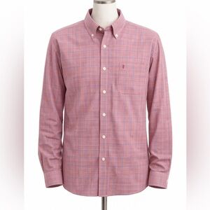 Mens Izod Red and Blue Plaid Button Down Shirt